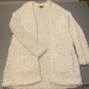White fuzzy cardigan